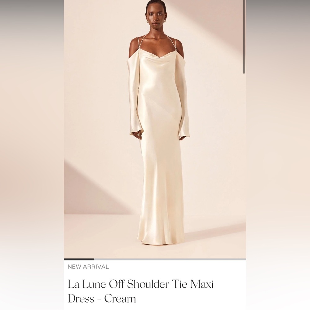 New Shona Joy La Lune Off Shoulder Tie Maxi Dress - Cream, Size US 2
